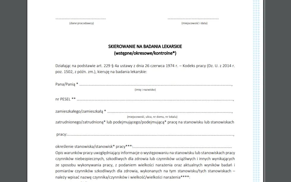 Skierowanie na badania okresowe - jak długo jest ważne?